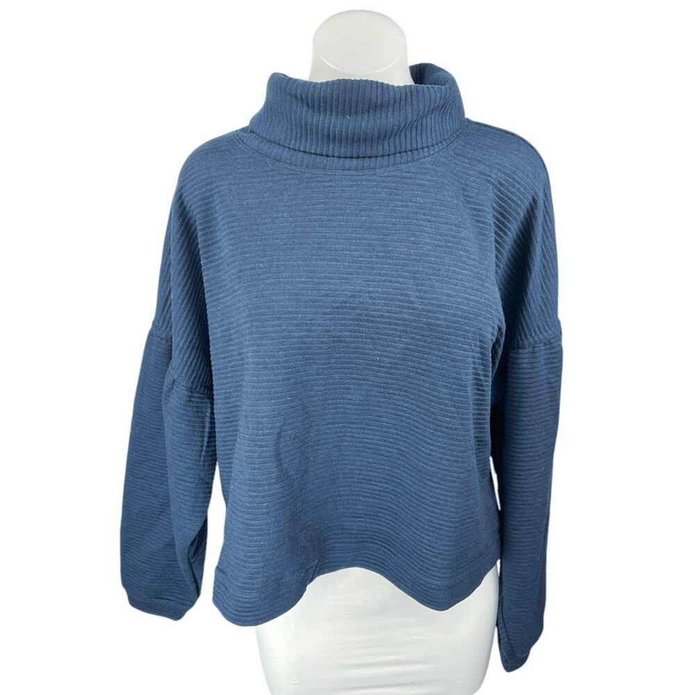 NEW 90 Degree Women's Blue Rib Knit Long Sleeve Turtleneck Sweater Top Size XL